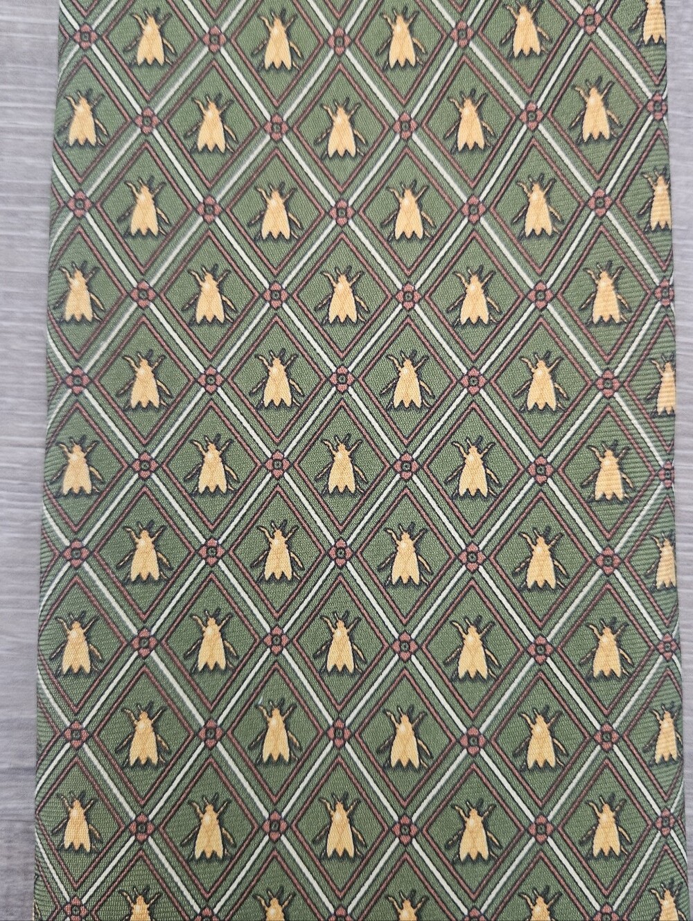 RMN Napoleon Imperial Bee Green Silk Necktie Italy Made Dark Academia Goblincore